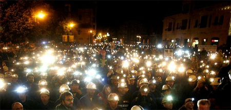 Manifestación en las calles de León en defensa de la minería